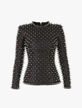 WOMEN Silver Studded Leather Jacket TOP ONLY, Spiked Leather Jacket, Women Steam Punk Spike Jacket, Gothic Hippie Silver Spikes Jacket Women